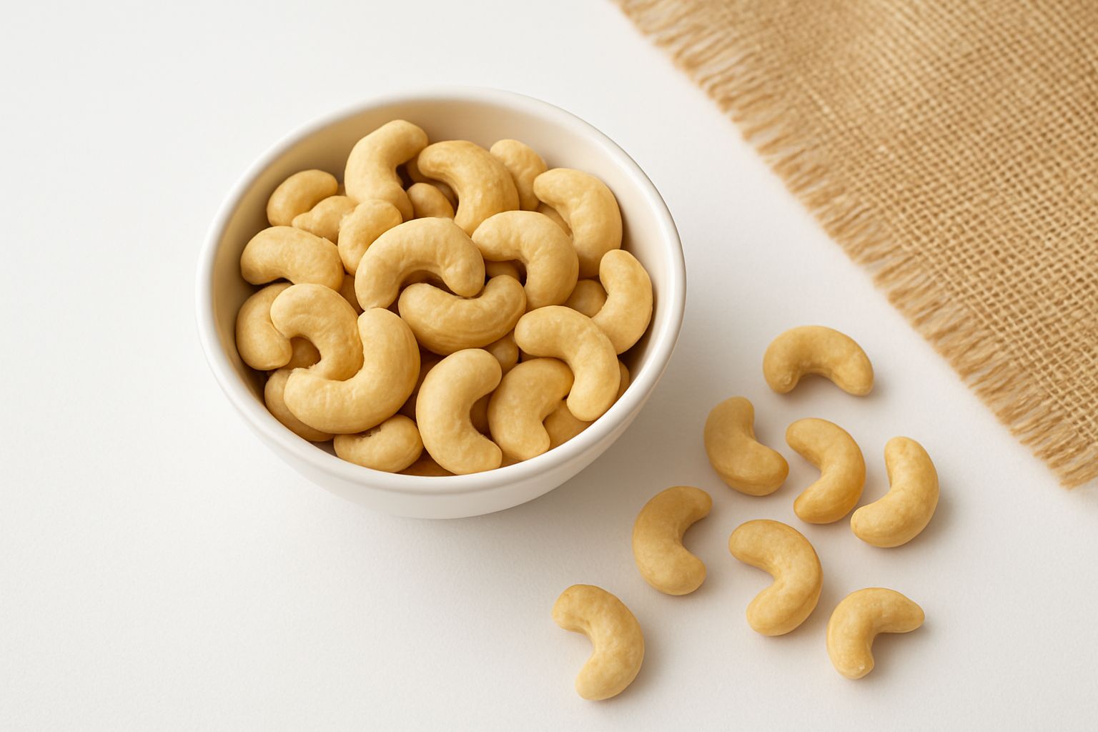 Nuez de la india sin sal a granel, snack crujiente y saludable
